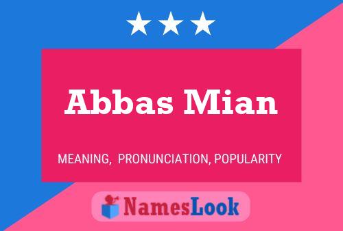 Постер имени Abbas Mian