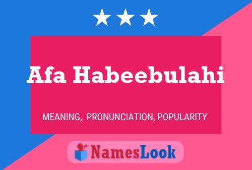 Постер имени Afa Habeebulahi