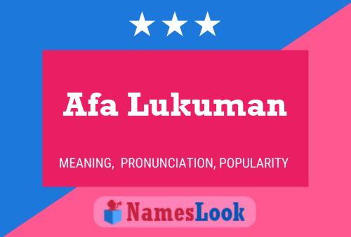 Постер имени Afa Lukuman