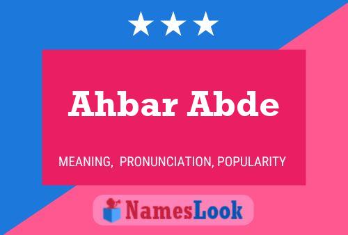 Постер имени Ahbar Abde