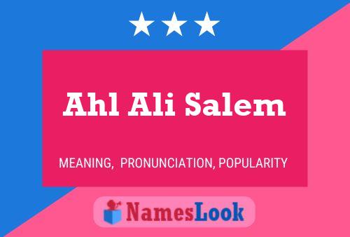 Постер имени Ahl Ali Salem