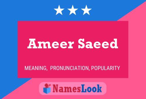 Постер имени Ameer Saeed