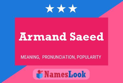 Постер имени Armand Saeed