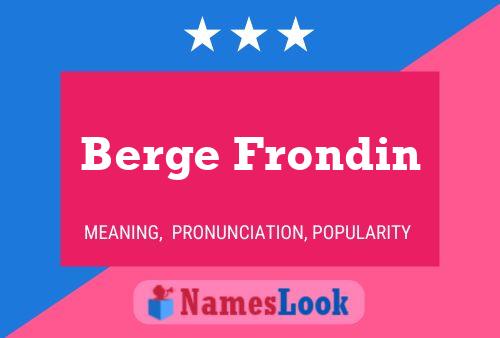 Постер имени Berge Frondin