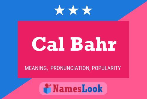 Постер имени Cal Bahr