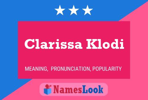 Постер имени Clarissa Klodi