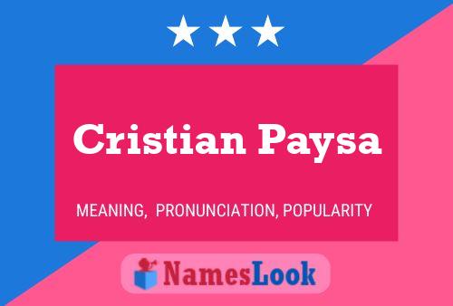 Постер имени Cristian Paysa