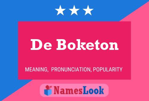 Постер имени De Boketon