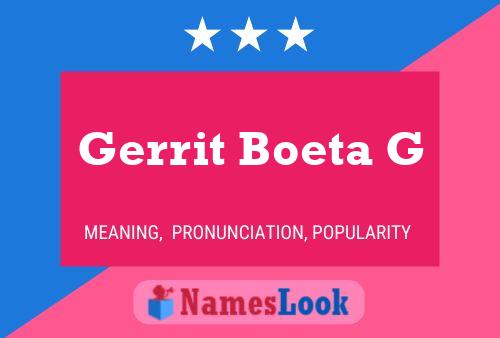 Постер имени Gerrit Boeta G