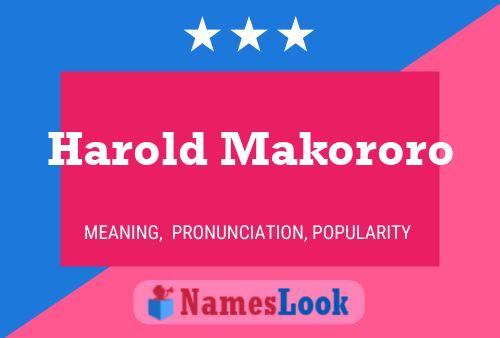 Постер имени Harold Makororo