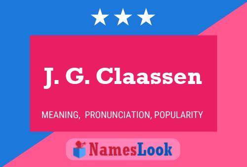 Постер имени J. G. Claassen