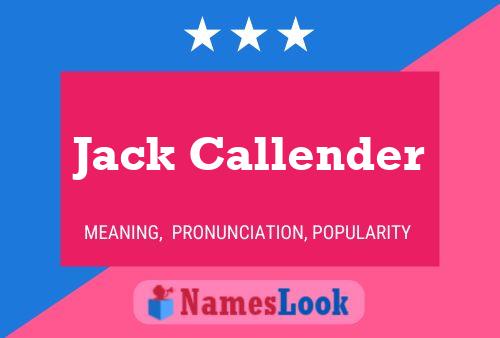 Постер имени Jack Callender