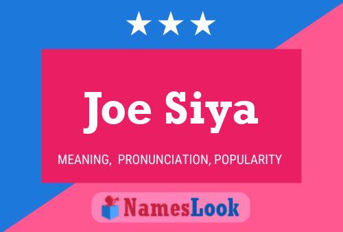 Постер имени Joe Siya