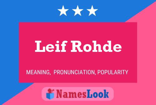 Постер имени Leif Rohde