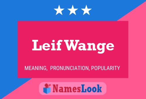 Постер имени Leif Wange