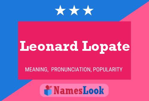 Постер имени Leonard Lopate