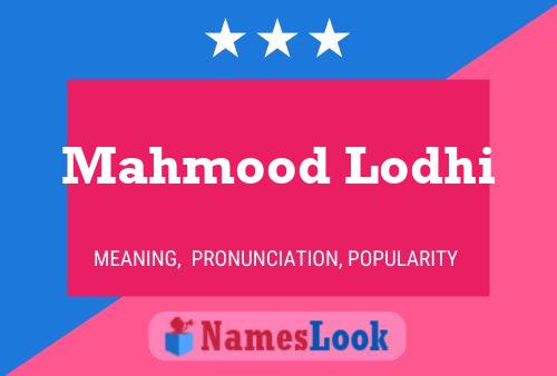 Постер имени Mahmood Lodhi