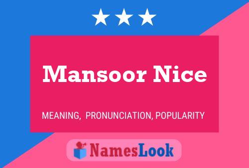 Постер имени Mansoor Nice