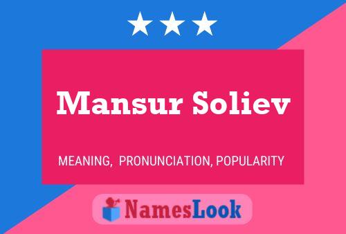 Постер имени Mansur Soliev