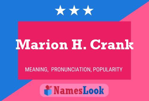 Постер имени Marion H. Crank