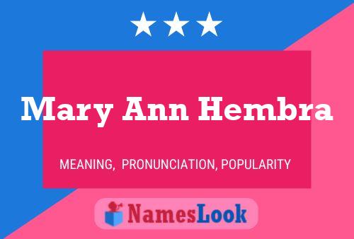 Постер имени Mary Ann Hembra