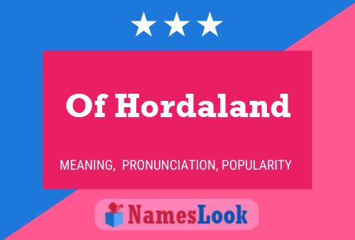 Постер имени Of Hordaland