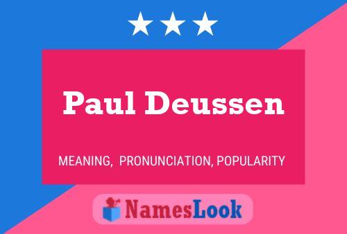 Постер имени Paul Deussen