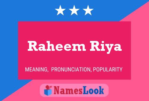 Постер имени Raheem Riya