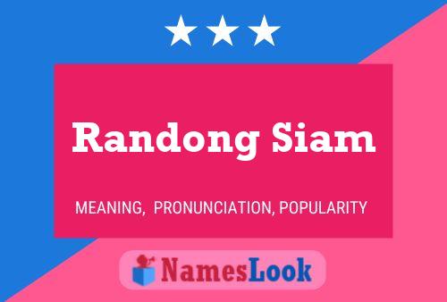 Постер имени Randong Siam