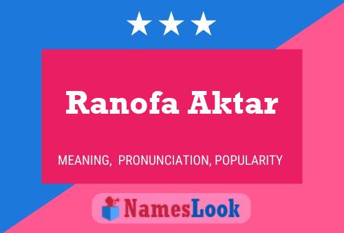 Постер имени Ranofa Aktar