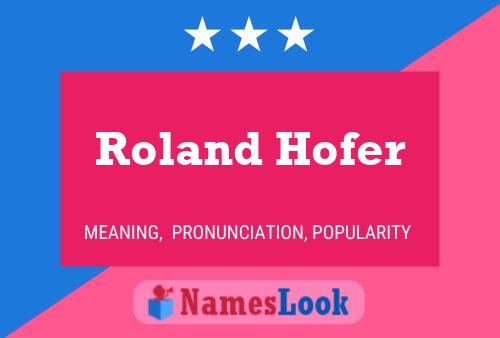 Постер имени Roland Hofer