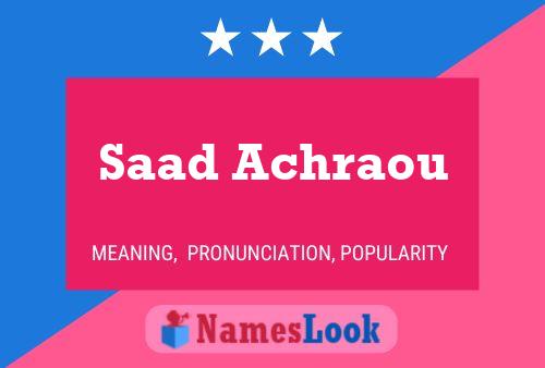 Постер имени Saad Achraou