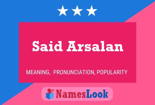 Постер имени Said Arsalan