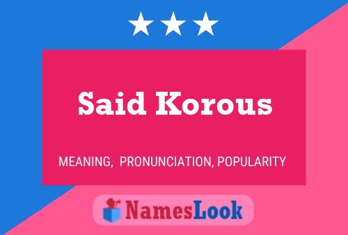 Постер имени Said Korous