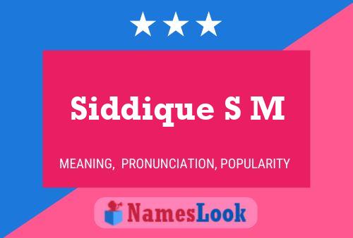 Постер имени Siddique S M