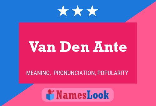 Постер имени Van Den Ante